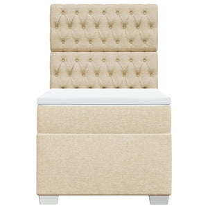 Κρεβάτι Boxspring με Στρώμα Κρεμ 100 x 200 εκ. Υφασμάτινο
