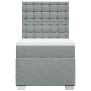 Κρεβάτι Boxspring με Στρώμα Ανοιχτό Γκρι 100x200 εκ. Υφασμάτινο - Pakobazaar