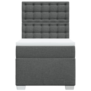 Κρεβάτι Boxspring με Στρώμα Σκούρο Γκρι 100x200 εκ. Υφασμάτινο