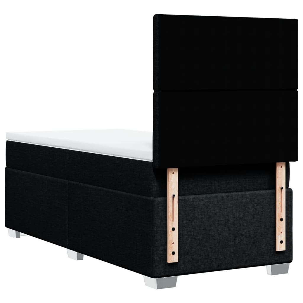 Κρεβάτι Boxspring με Στρώμα Μαύρο 100 x 200 εκ. Υφασμάτινο - Pakobazaar