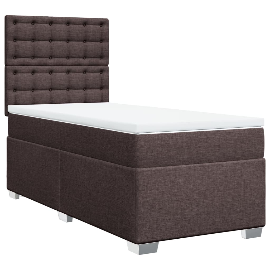 Κρεβάτι Boxspring με Στρώμα Σκούρο Καφέ 100x200 εκ. Υφασμάτινο