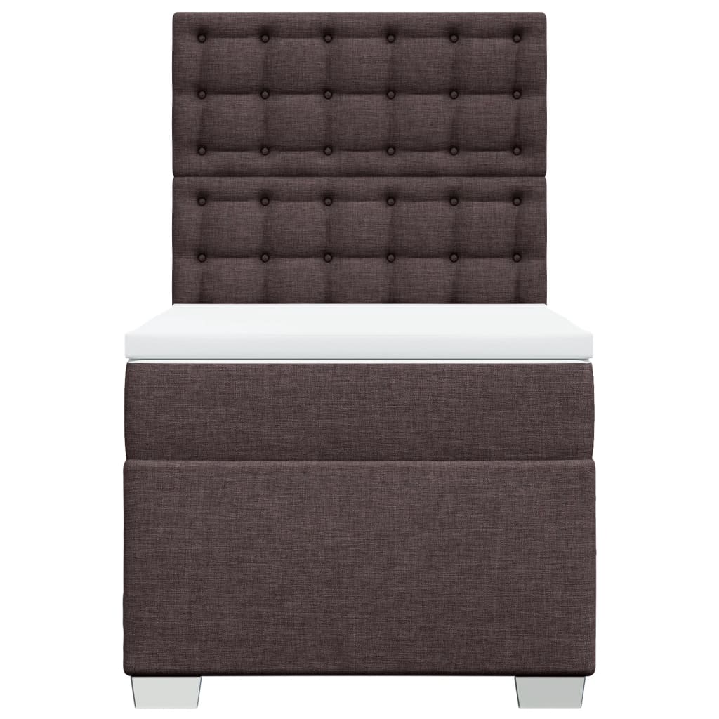 Κρεβάτι Boxspring με Στρώμα Σκούρο Καφέ 100x200 εκ. Υφασμάτινο