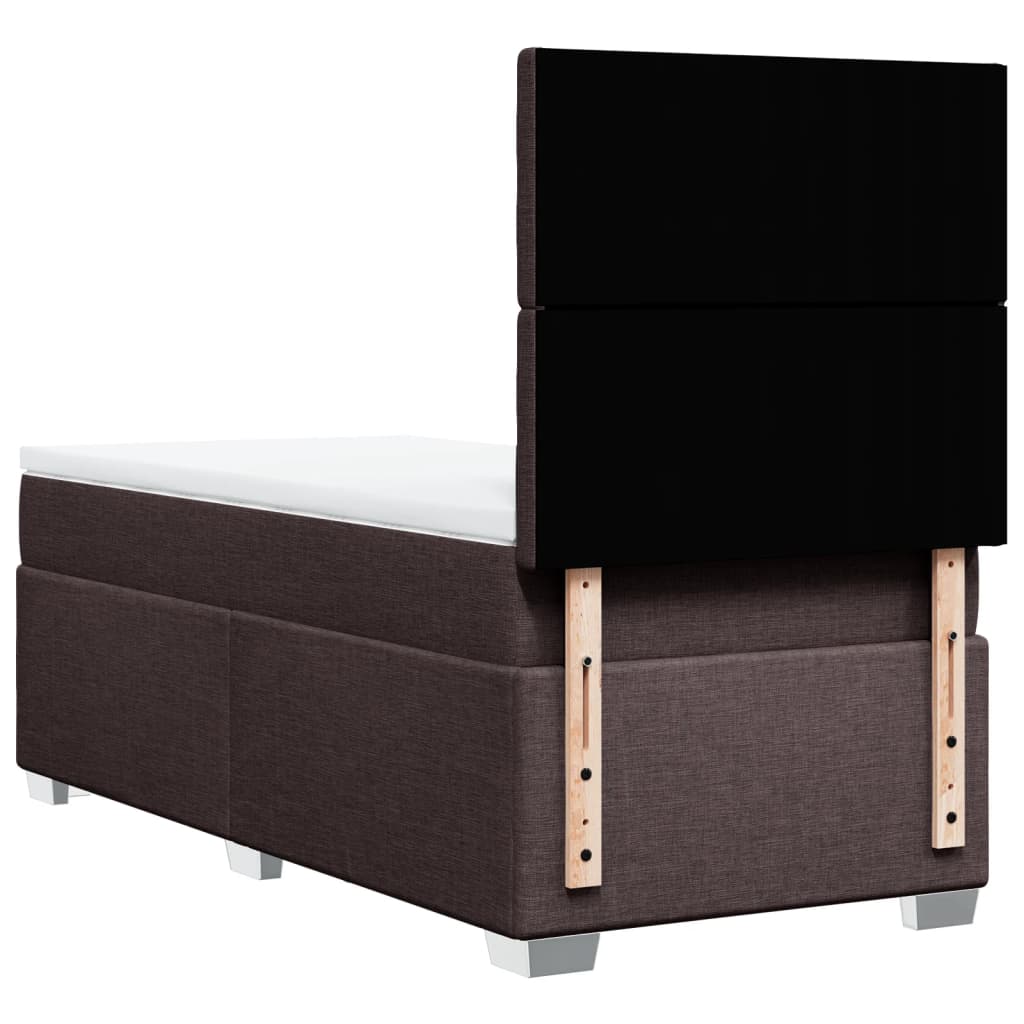 Κρεβάτι Boxspring με Στρώμα Σκούρο Καφέ 100x200 εκ. Υφασμάτινο