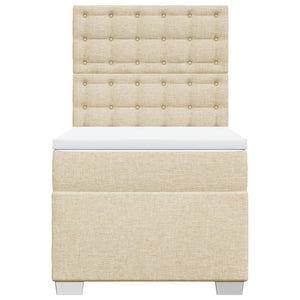 Κρεβάτι Boxspring με Στρώμα Κρεμ 100 x 200 εκ. Υφασμάτινο