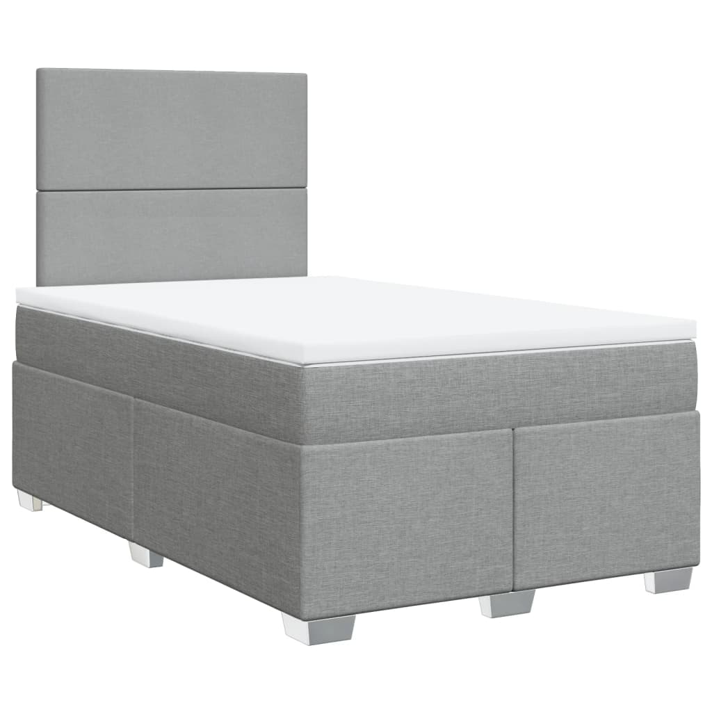 Κρεβάτι Boxspring με Στρώμα Ανοιχτό Γκρι 120x190 εκ. Υφασμάτινο