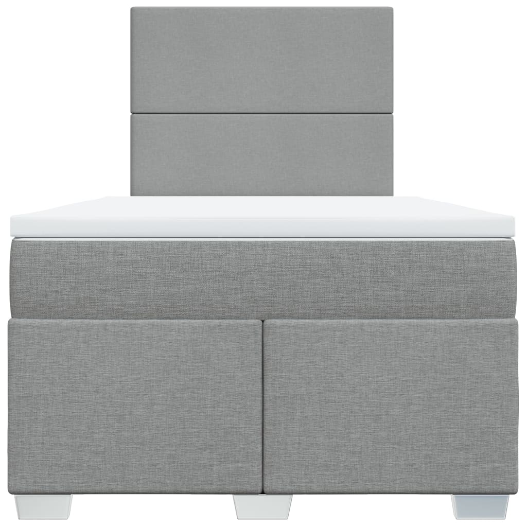 Κρεβάτι Boxspring με Στρώμα Ανοιχτό Γκρι 120x190 εκ. Υφασμάτινο