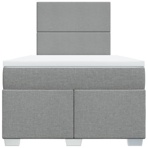 Κρεβάτι Boxspring με Στρώμα Ανοιχτό Γκρι 120x190 εκ. Υφασμάτινο