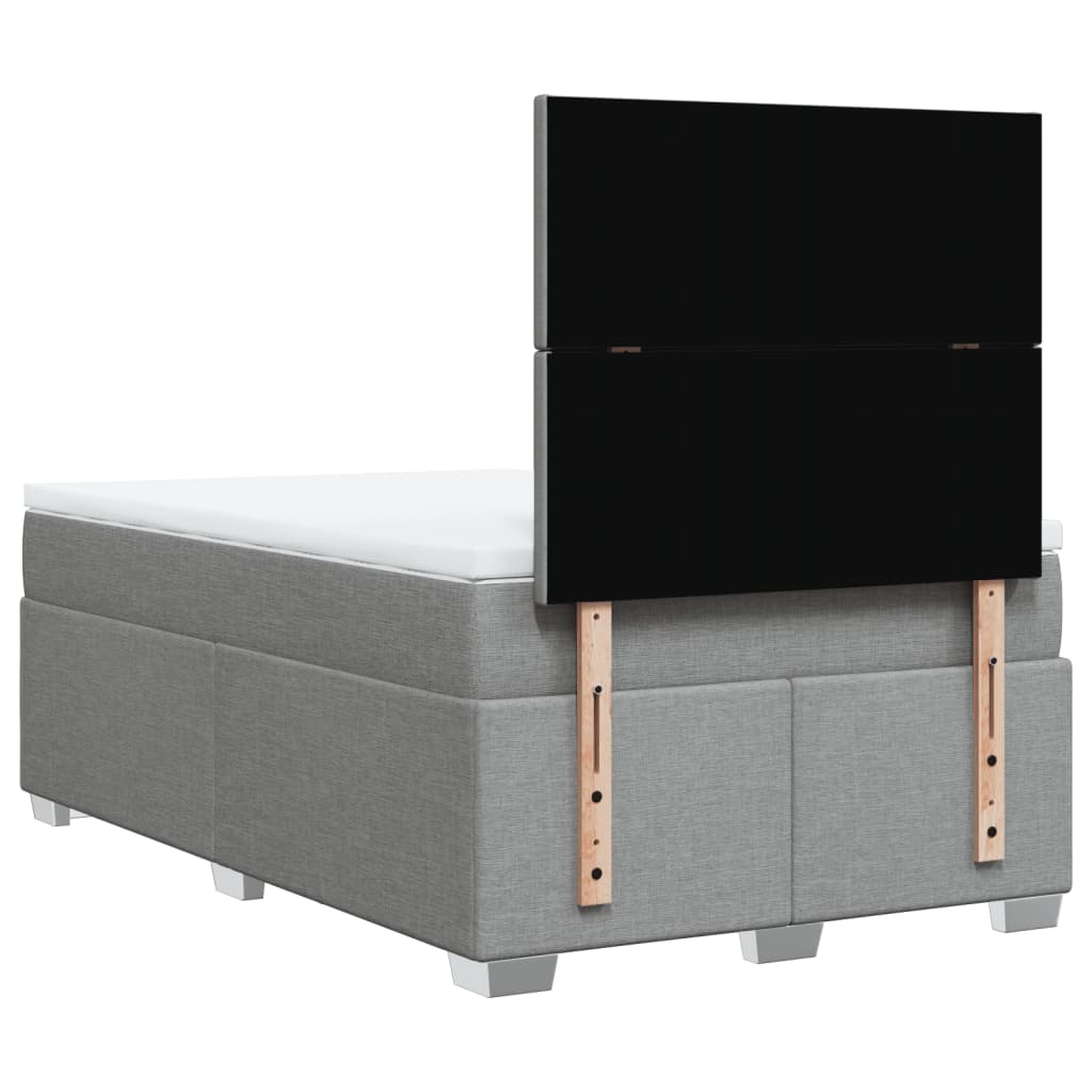 Κρεβάτι Boxspring με Στρώμα Ανοιχτό Γκρι 120x190 εκ. Υφασμάτινο