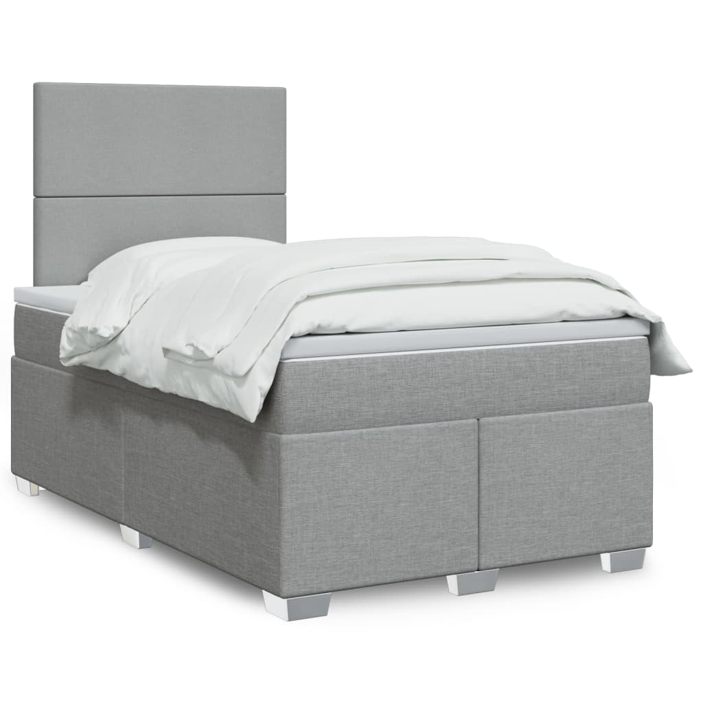 Κρεβάτι Boxspring με Στρώμα Ανοιχτό Γκρι 120x190 εκ. Υφασμάτινο