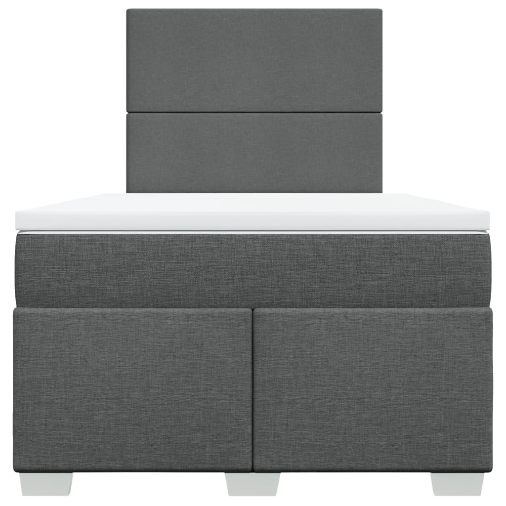 Κρεβάτι Boxspring με Στρώμα Σκούρο Γκρι 120x190 εκ Υφασμάτινο - Pakobazaar