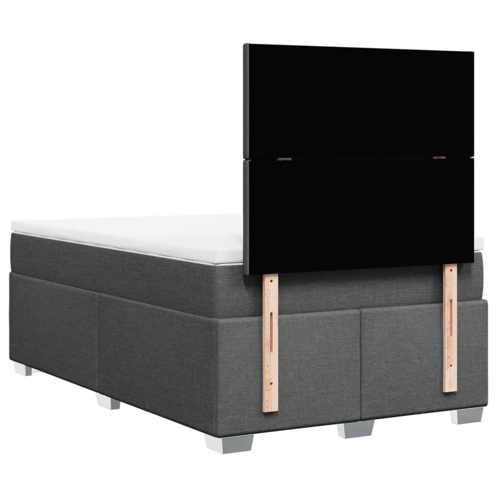 Κρεβάτι Boxspring με Στρώμα Σκούρο Γκρι 120x190 εκ Υφασμάτινο - Pakobazaar