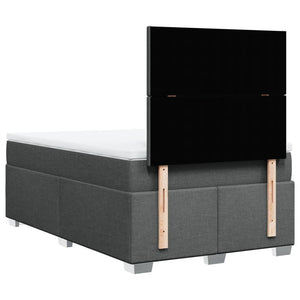 Κρεβάτι Boxspring με Στρώμα Σκούρο Γκρι 120x190 εκ Υφασμάτινο - Pakobazaar