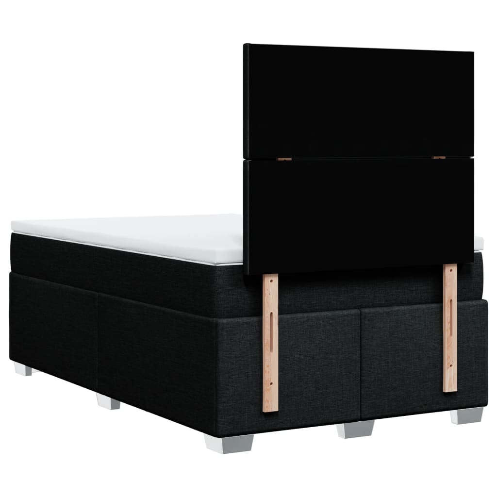 Κρεβάτι Boxspring με Στρώμα Μαύρο 120x190 εκ. Υφασμάτινο - Pakobazaar