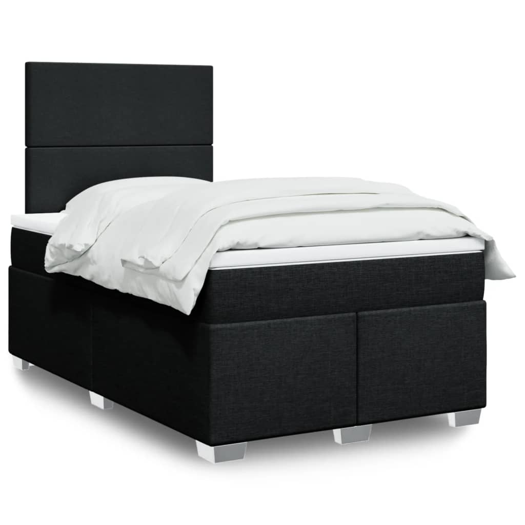 Κρεβάτι Boxspring με Στρώμα Μαύρο 120x190 εκ. Υφασμάτινο - Pakobazaar