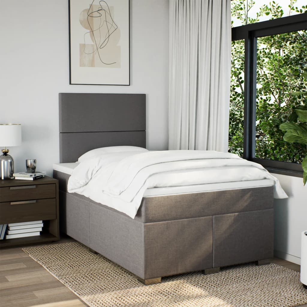 Κρεβάτι Boxspring με Στρώμα Taupe 120x190 εκ. Υφασμάτινο - Pakobazaar