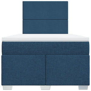 Κρεβάτι Boxspring με Στρώμα Μπλε 120x190 εκ. Υφασμάτινο - Pakobazaar