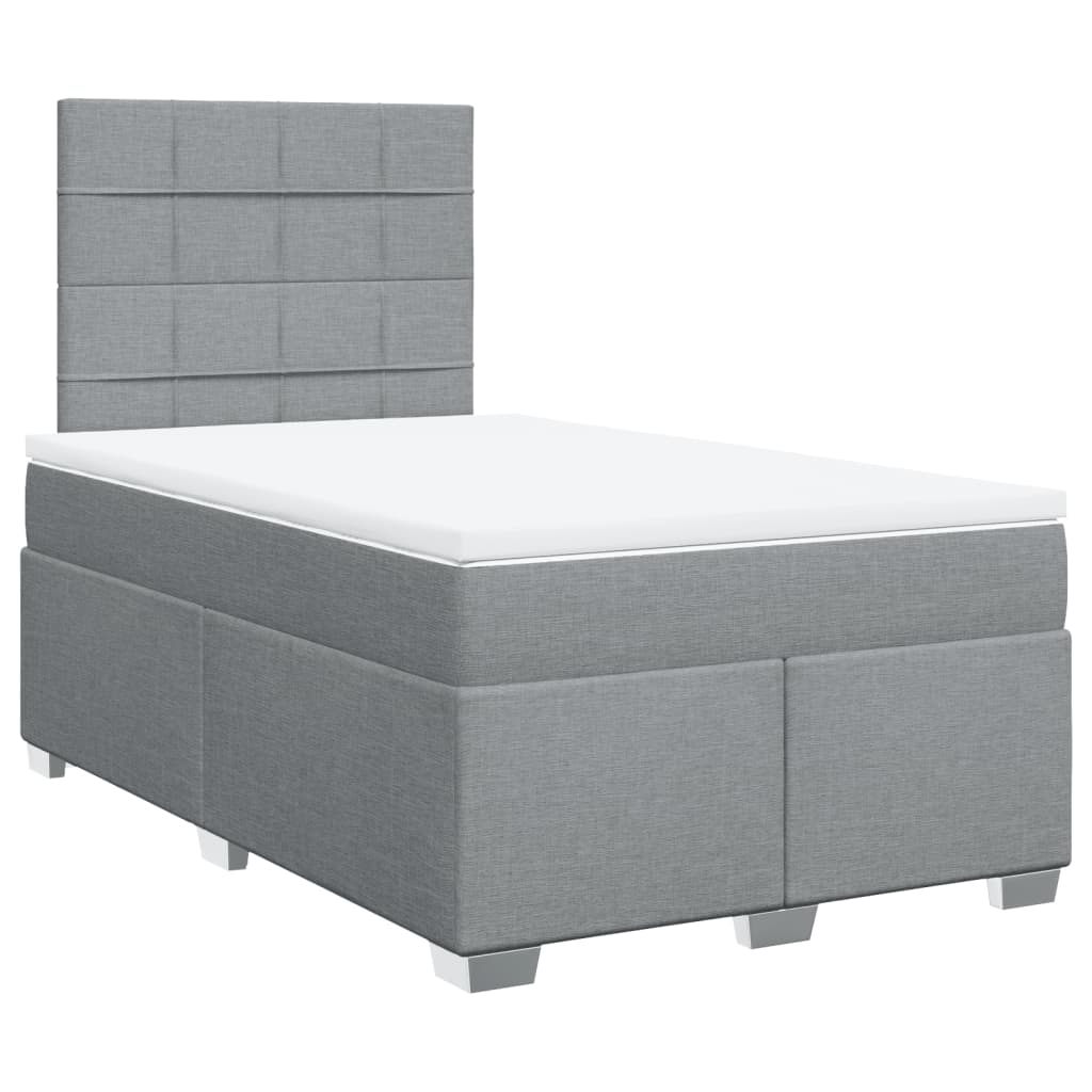Κρεβάτι Boxspring με Στρώμα Ανοιχτό Γκρι 120x190 εκ. Υφασμάτινο