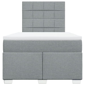 Κρεβάτι Boxspring με Στρώμα Ανοιχτό Γκρι 120x190 εκ. Υφασμάτινο