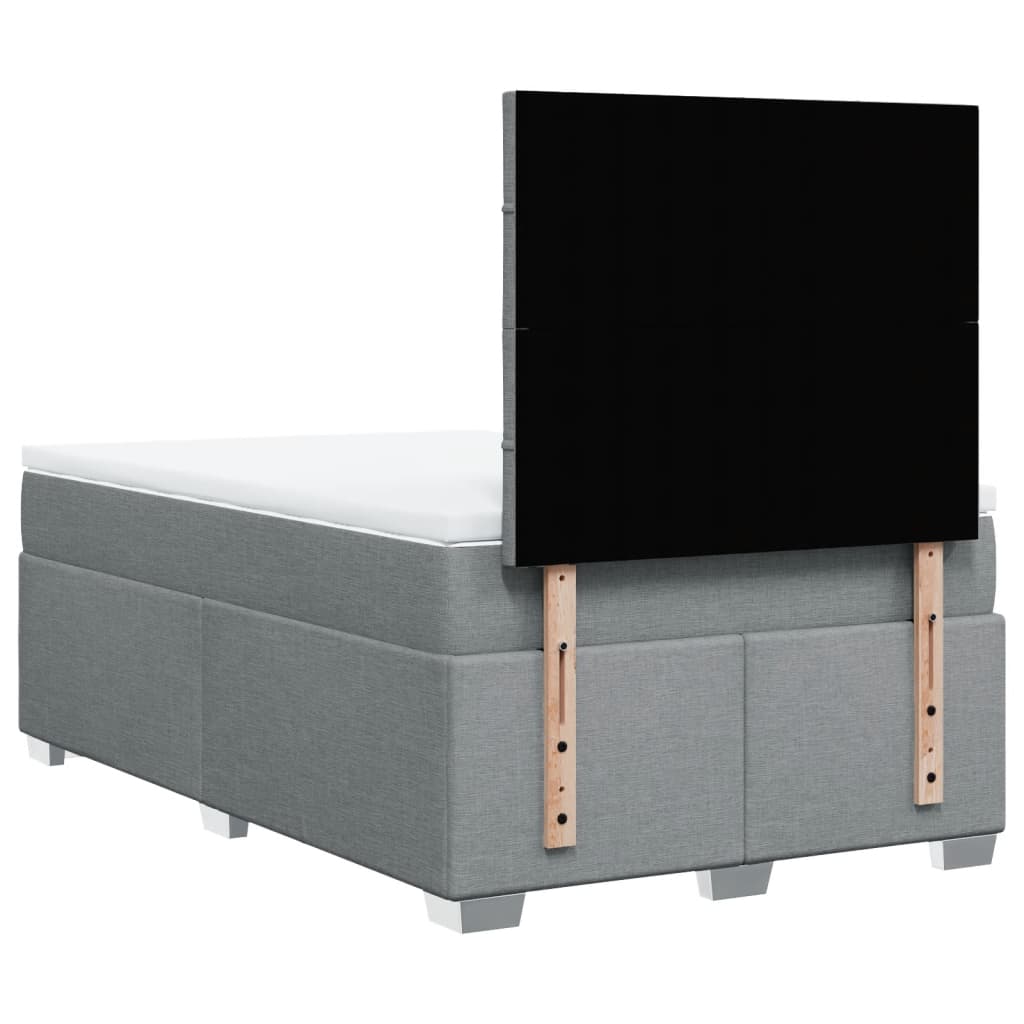 Κρεβάτι Boxspring με Στρώμα Ανοιχτό Γκρι 120x190 εκ. Υφασμάτινο