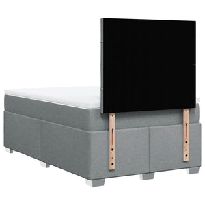 Κρεβάτι Boxspring με Στρώμα Ανοιχτό Γκρι 120x190 εκ. Υφασμάτινο