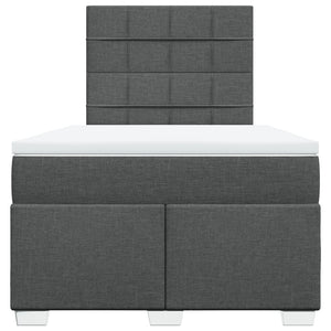Κρεβάτι Boxspring με Στρώμα Σκούρο Γκρι 120x190 εκ Υφασμάτινο - Pakobazaar