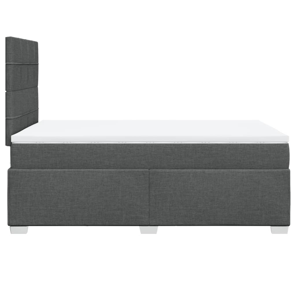 Κρεβάτι Boxspring με Στρώμα Σκούρο Γκρι 120x190 εκ Υφασμάτινο - Pakobazaar