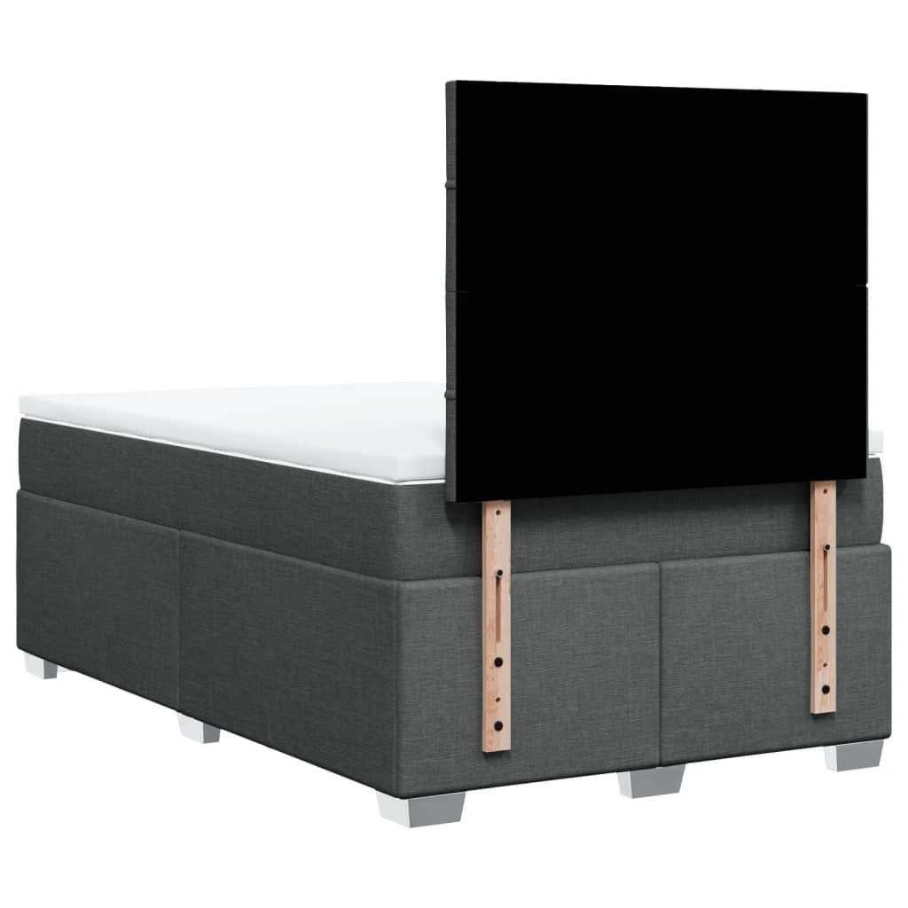 Κρεβάτι Boxspring με Στρώμα Σκούρο Γκρι 120x190 εκ Υφασμάτινο - Pakobazaar