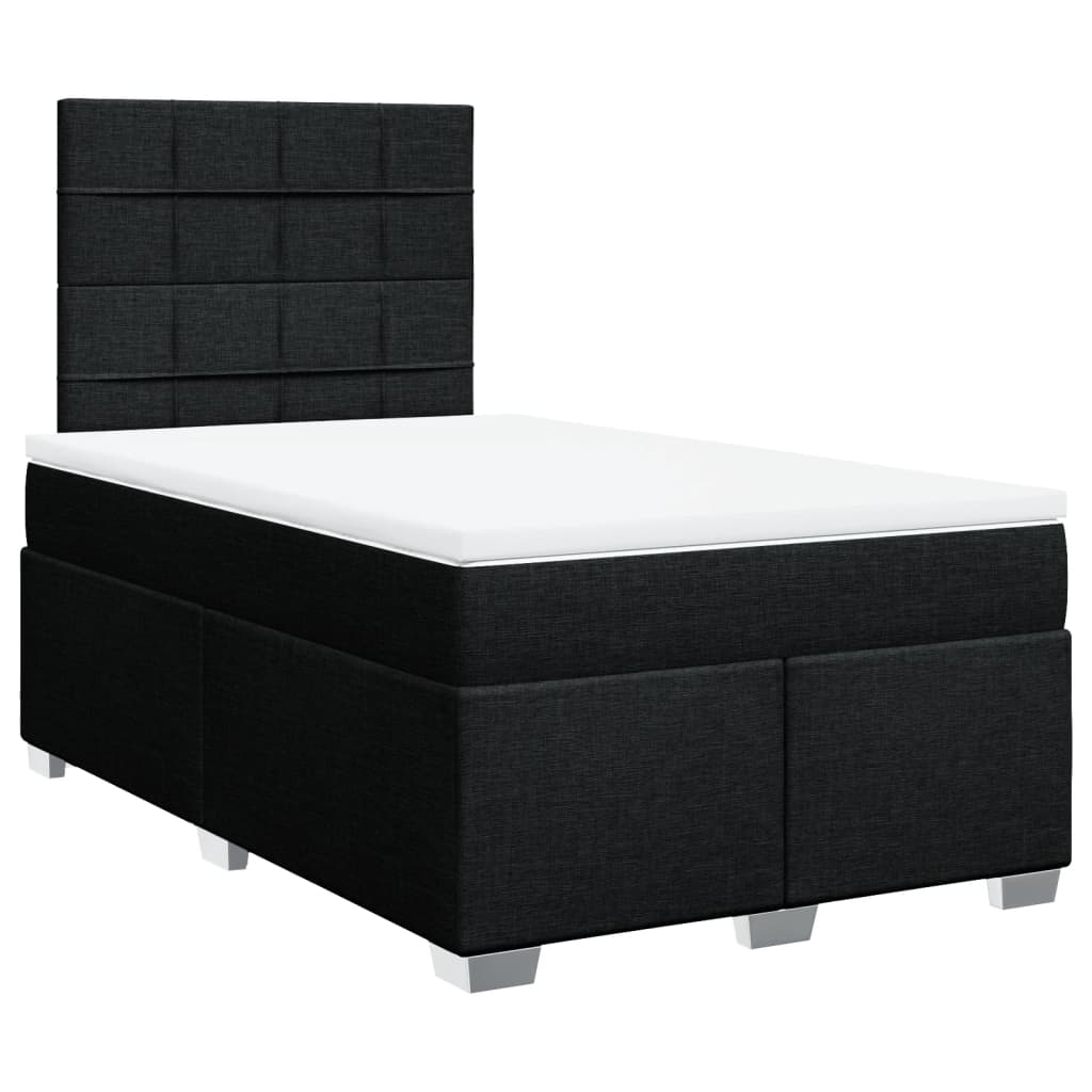 Κρεβάτι Boxspring με Στρώμα Μαύρο 120x190 εκ. Υφασμάτινο - Pakobazaar