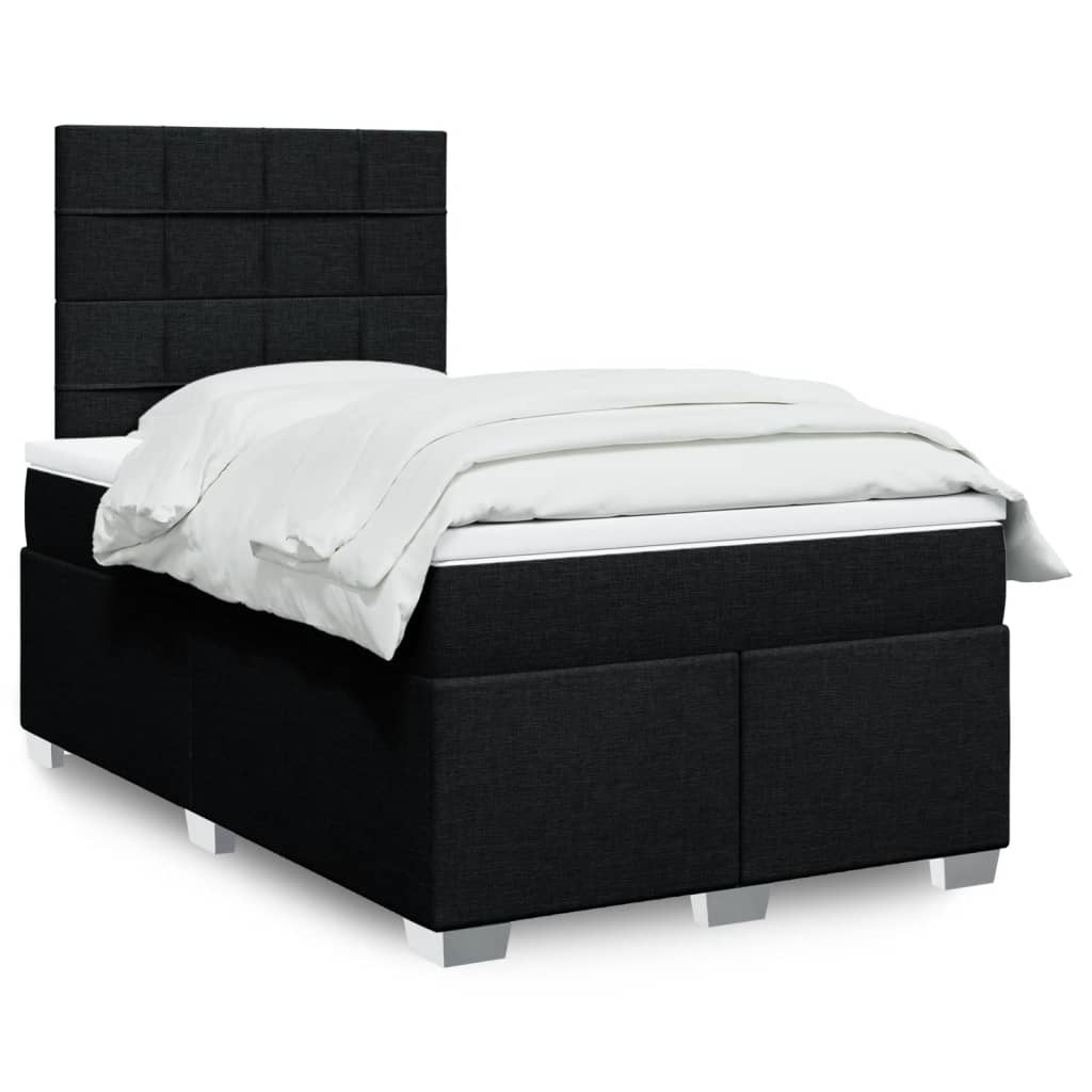 Κρεβάτι Boxspring με Στρώμα Μαύρο 120x190 εκ. Υφασμάτινο - Pakobazaar