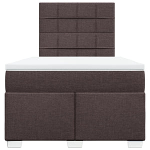 Κρεβάτι Boxspring με Στρώμα Σκούρο Καφέ 120x190 εκ Υφασμάτινο