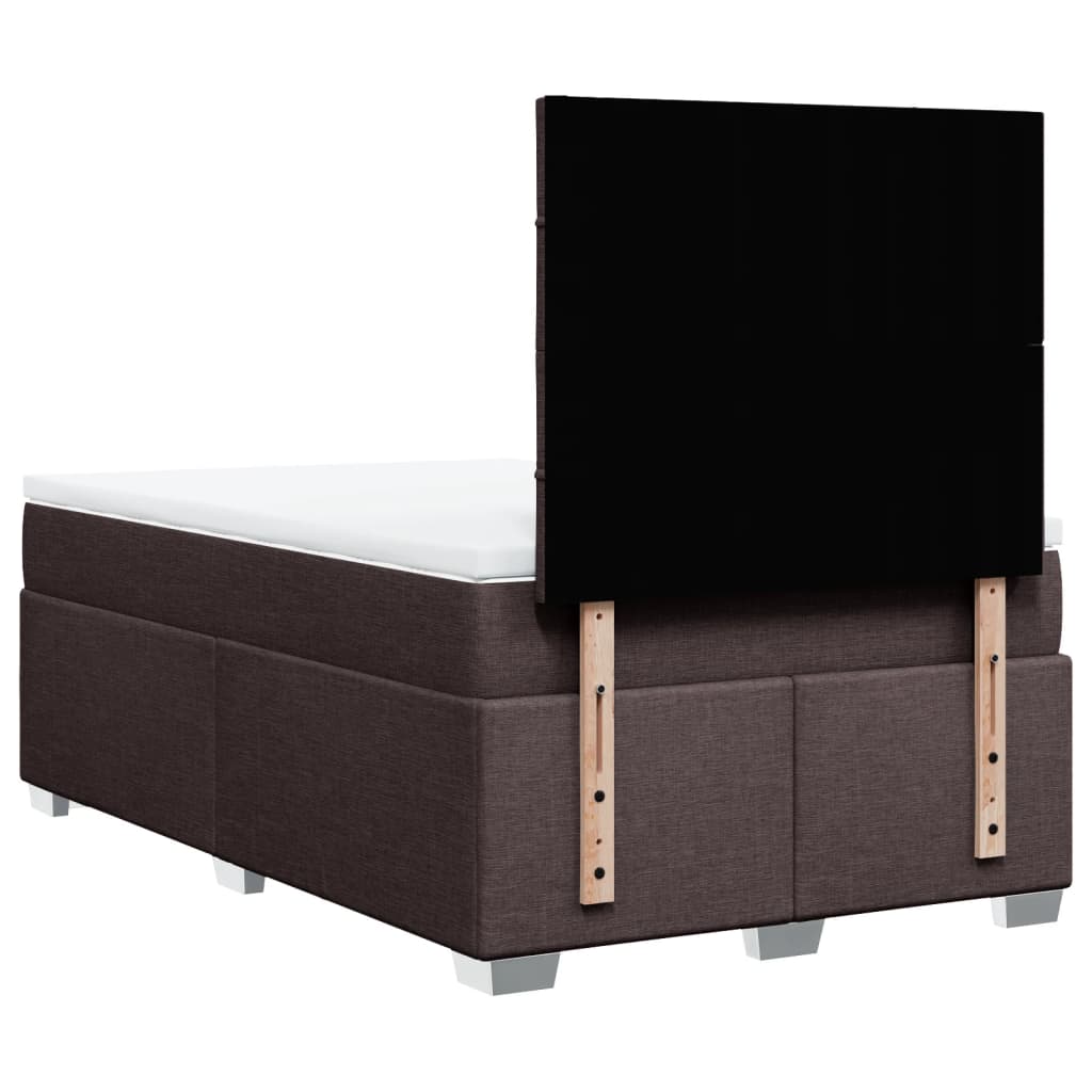 Κρεβάτι Boxspring με Στρώμα Σκούρο Καφέ 120x190 εκ Υφασμάτινο