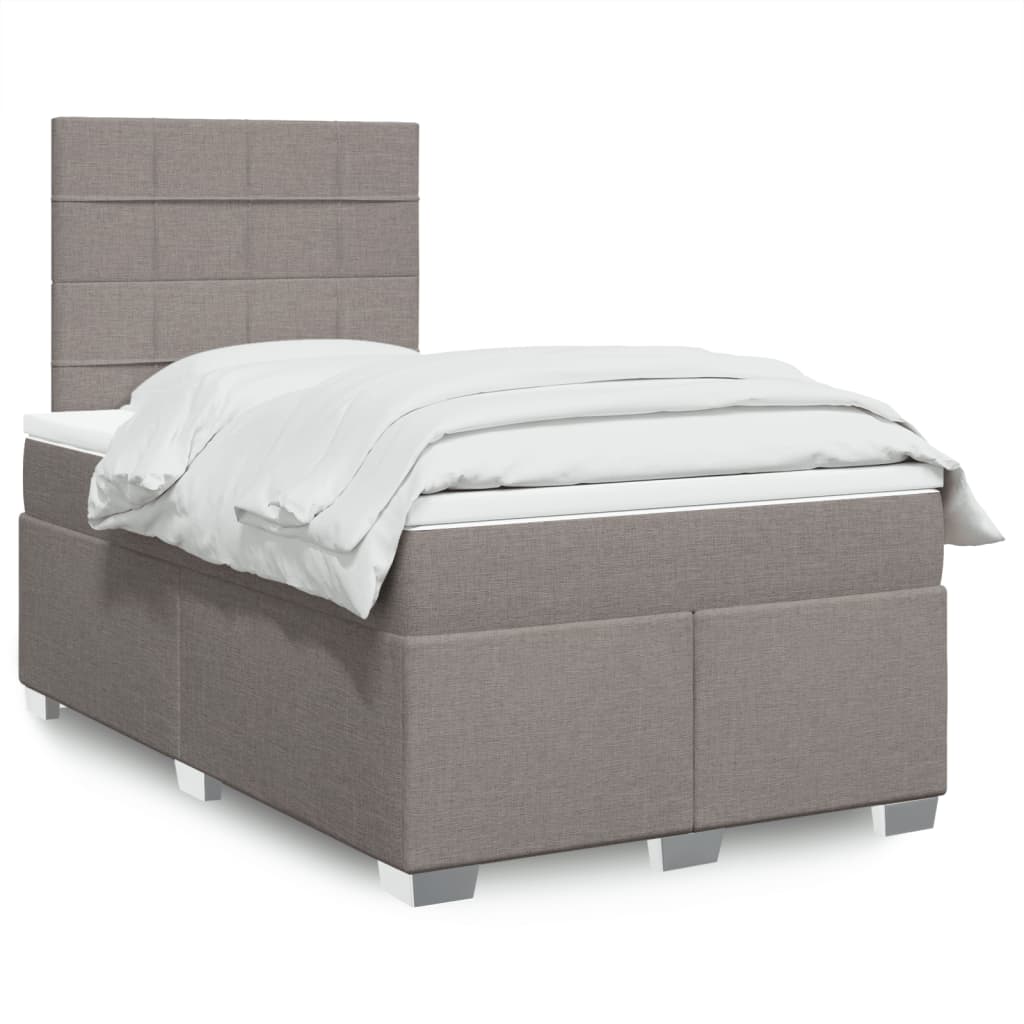 Κρεβάτι Boxspring με Στρώμα Taupe 120x190 εκ. Υφασμάτινο - Pakobazaar