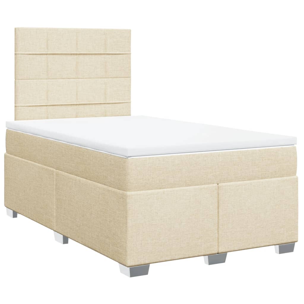 Κρεβάτι Boxspring με Στρώμα Κρεμ 120x190 εκ. Υφασμάτινο - Pakobazaar