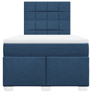 Κρεβάτι Boxspring με Στρώμα Μπλε 120x190 εκ. Υφασμάτινο - Pakobazaar