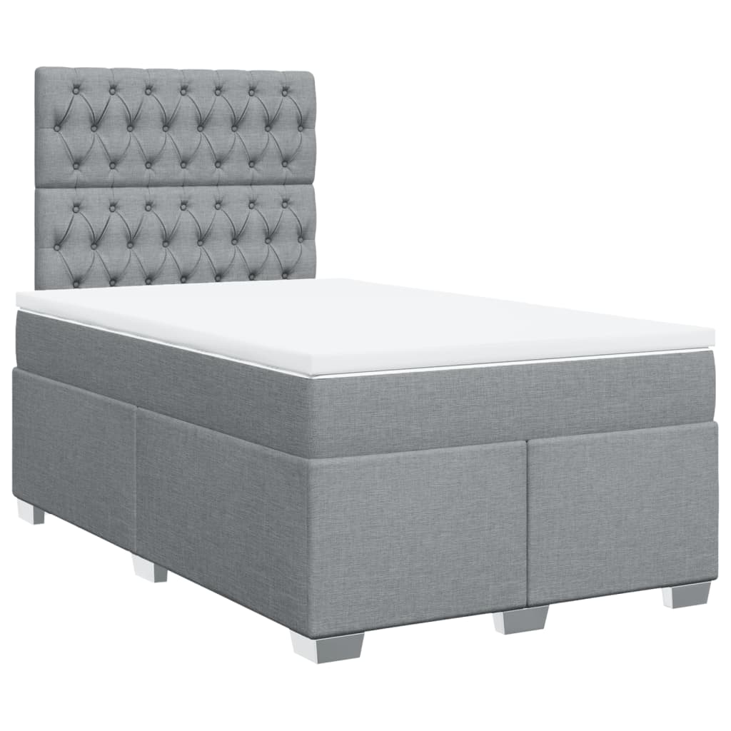 Κρεβάτι Boxspring με Στρώμα Ανοιχτό Γκρι 120x190 εκ. Υφασμάτινο - Pakobazaar