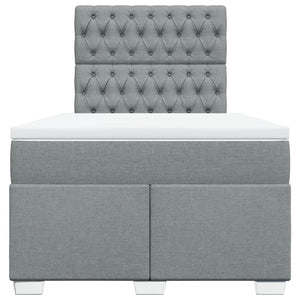 Κρεβάτι Boxspring με Στρώμα Ανοιχτό Γκρι 120x190 εκ. Υφασμάτινο - Pakobazaar