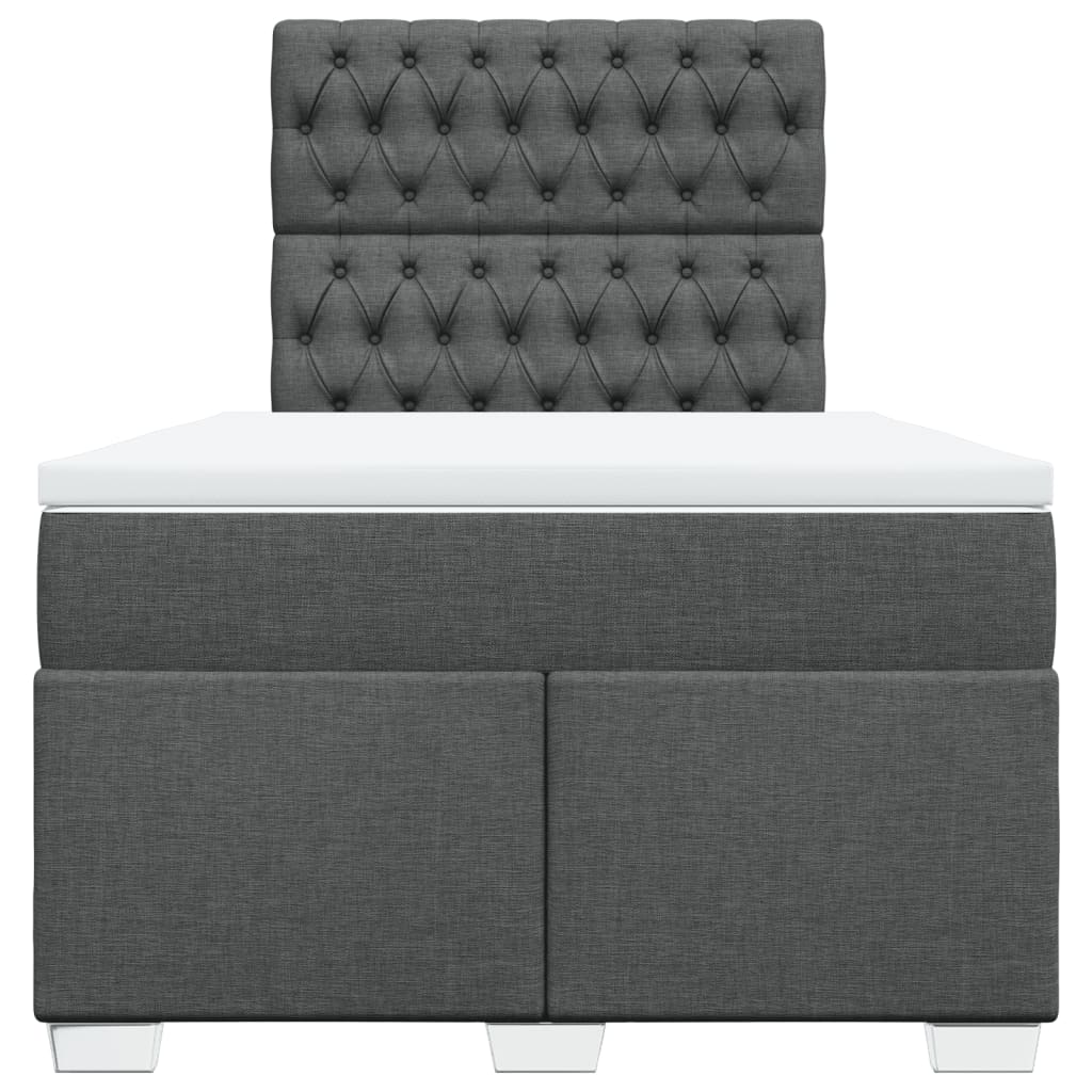 Κρεβάτι Boxspring με Στρώμα Σκούρο Γκρι 120x190 εκ Υφασμάτινο - Pakobazaar