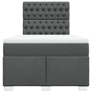 Κρεβάτι Boxspring με Στρώμα Σκούρο Γκρι 120x190 εκ Υφασμάτινο - Pakobazaar