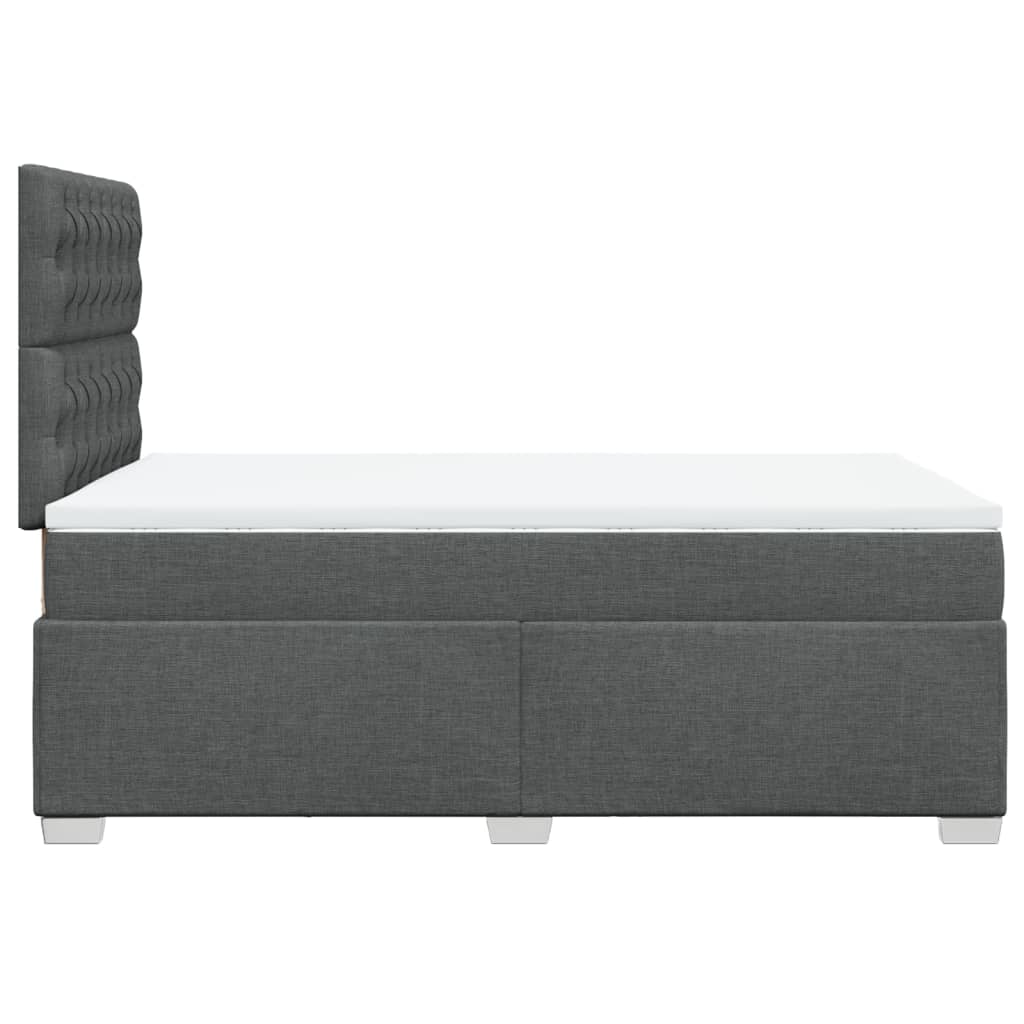 Κρεβάτι Boxspring με Στρώμα Σκούρο Γκρι 120x190 εκ Υφασμάτινο - Pakobazaar