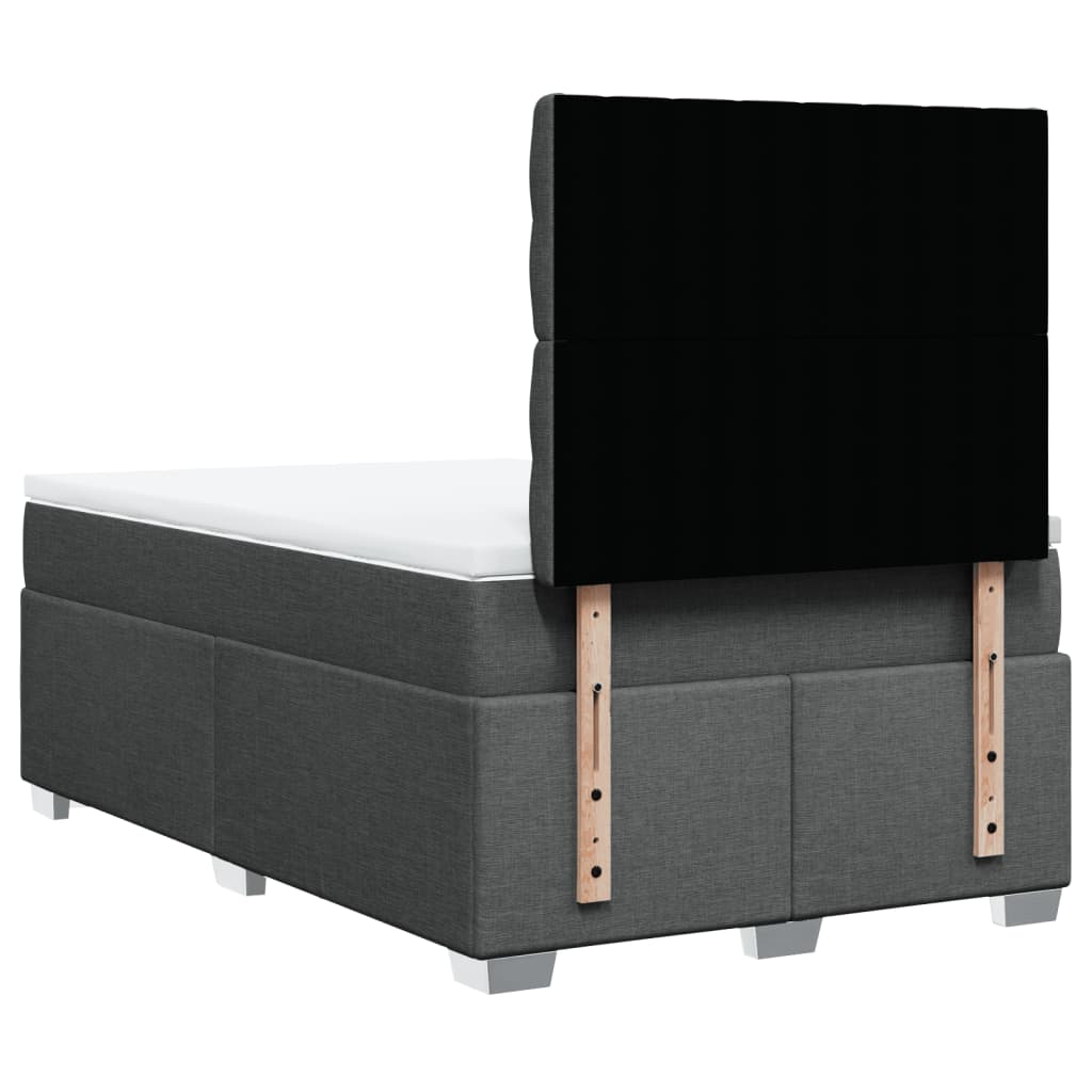Κρεβάτι Boxspring με Στρώμα Σκούρο Γκρι 120x190 εκ Υφασμάτινο - Pakobazaar