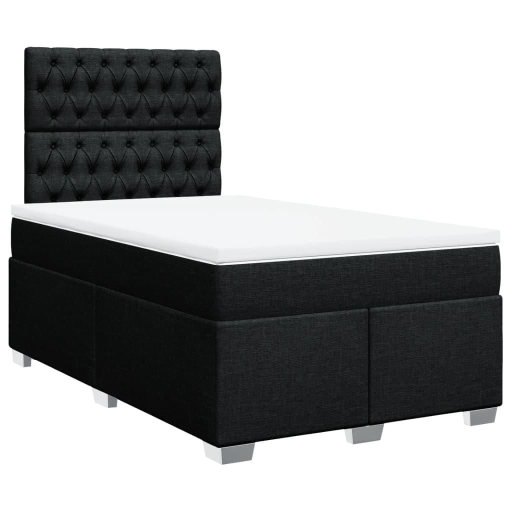 Κρεβάτι Boxspring με Στρώμα Μαύρο 120x190 εκ. Υφασμάτινο - Pakobazaar
