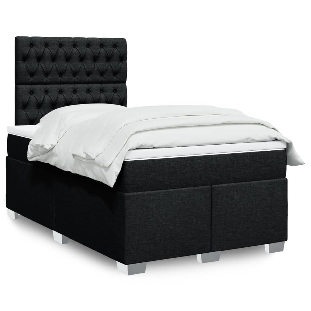 Κρεβάτι Boxspring με Στρώμα Μαύρο 120x190 εκ. Υφασμάτινο - Pakobazaar