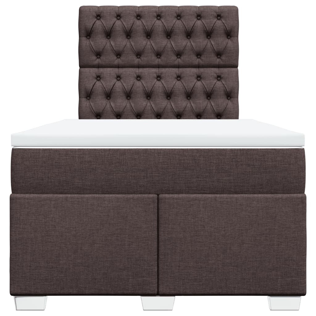 Κρεβάτι Boxspring με Στρώμα Σκούρο Καφέ 120x190 εκ Υφασμάτινο