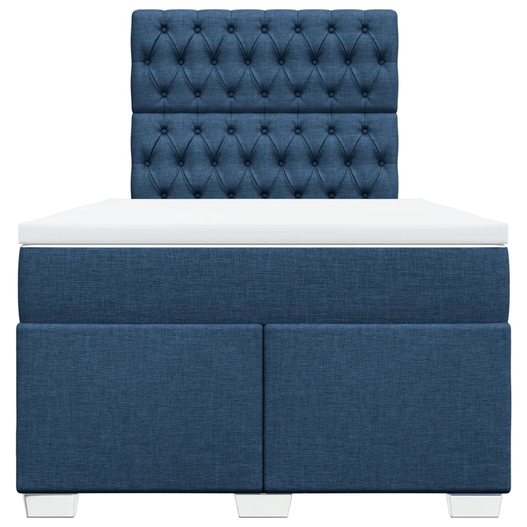 Κρεβάτι Boxspring με Στρώμα Μπλε 120x190 εκ. Υφασμάτινο - Pakobazaar