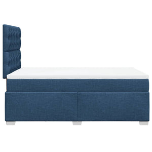 Κρεβάτι Boxspring με Στρώμα Μπλε 120x190 εκ. Υφασμάτινο - Pakobazaar