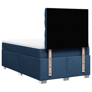 Κρεβάτι Boxspring με Στρώμα Μπλε 120x190 εκ. Υφασμάτινο - Pakobazaar