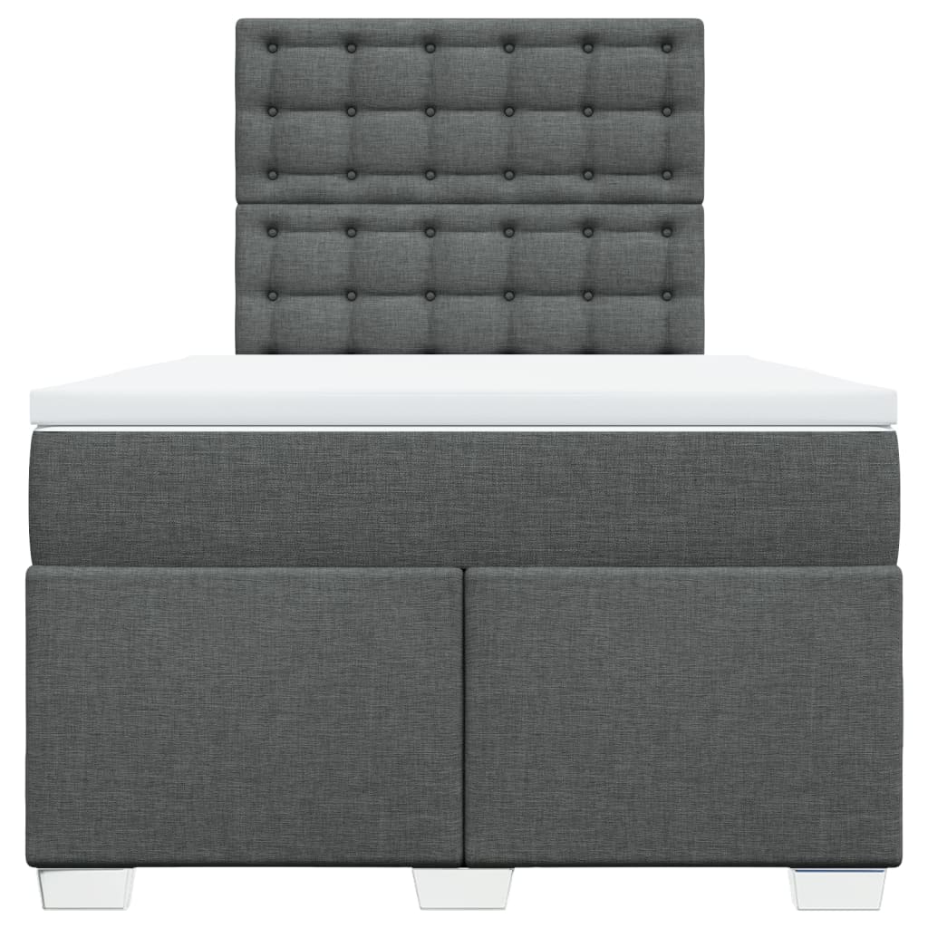 Κρεβάτι Boxspring με Στρώμα Σκούρο Γκρι 120x190 εκ Υφασμάτινο - Pakobazaar