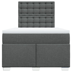 Κρεβάτι Boxspring με Στρώμα Σκούρο Γκρι 120x190 εκ Υφασμάτινο - Pakobazaar