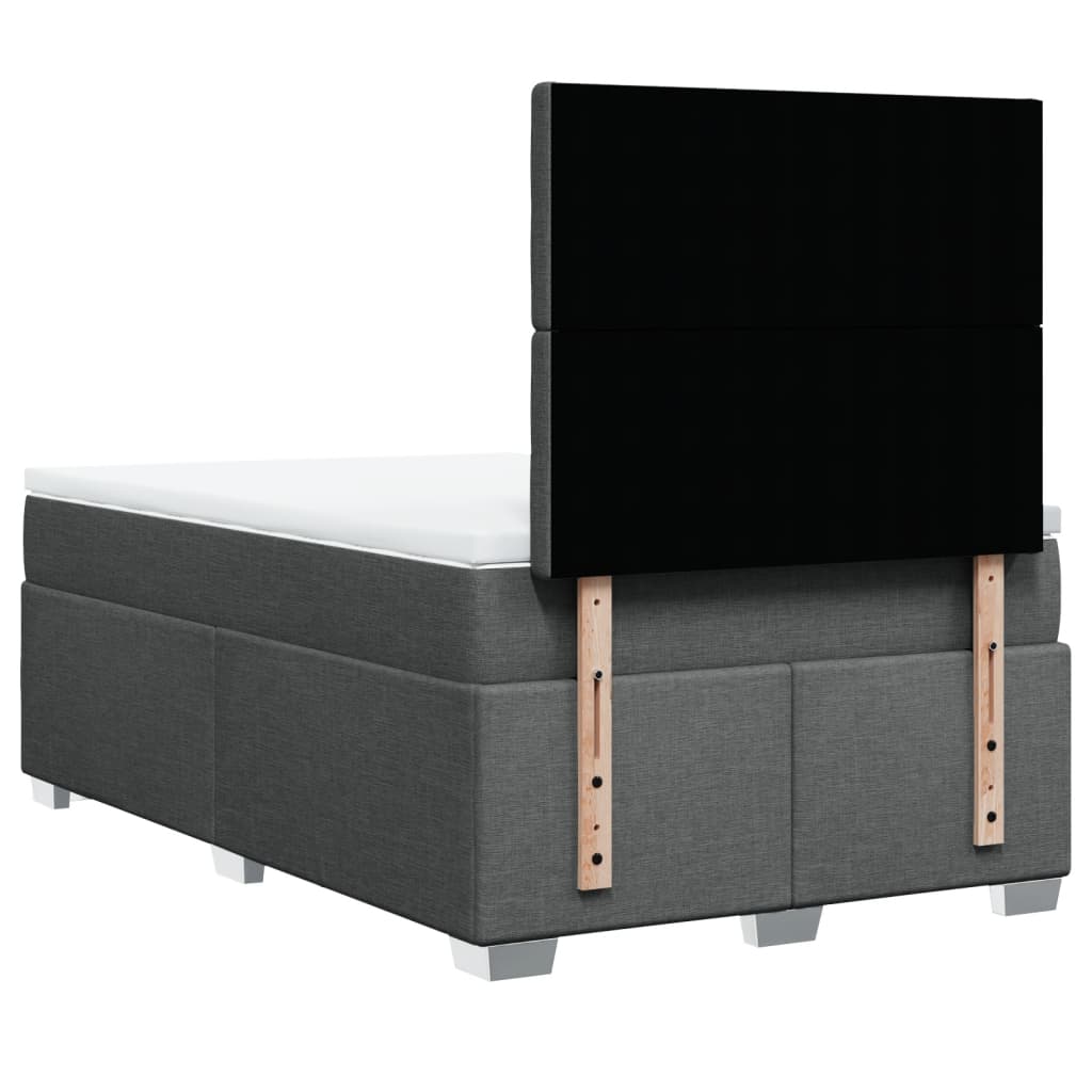 Κρεβάτι Boxspring με Στρώμα Σκούρο Γκρι 120x190 εκ Υφασμάτινο - Pakobazaar