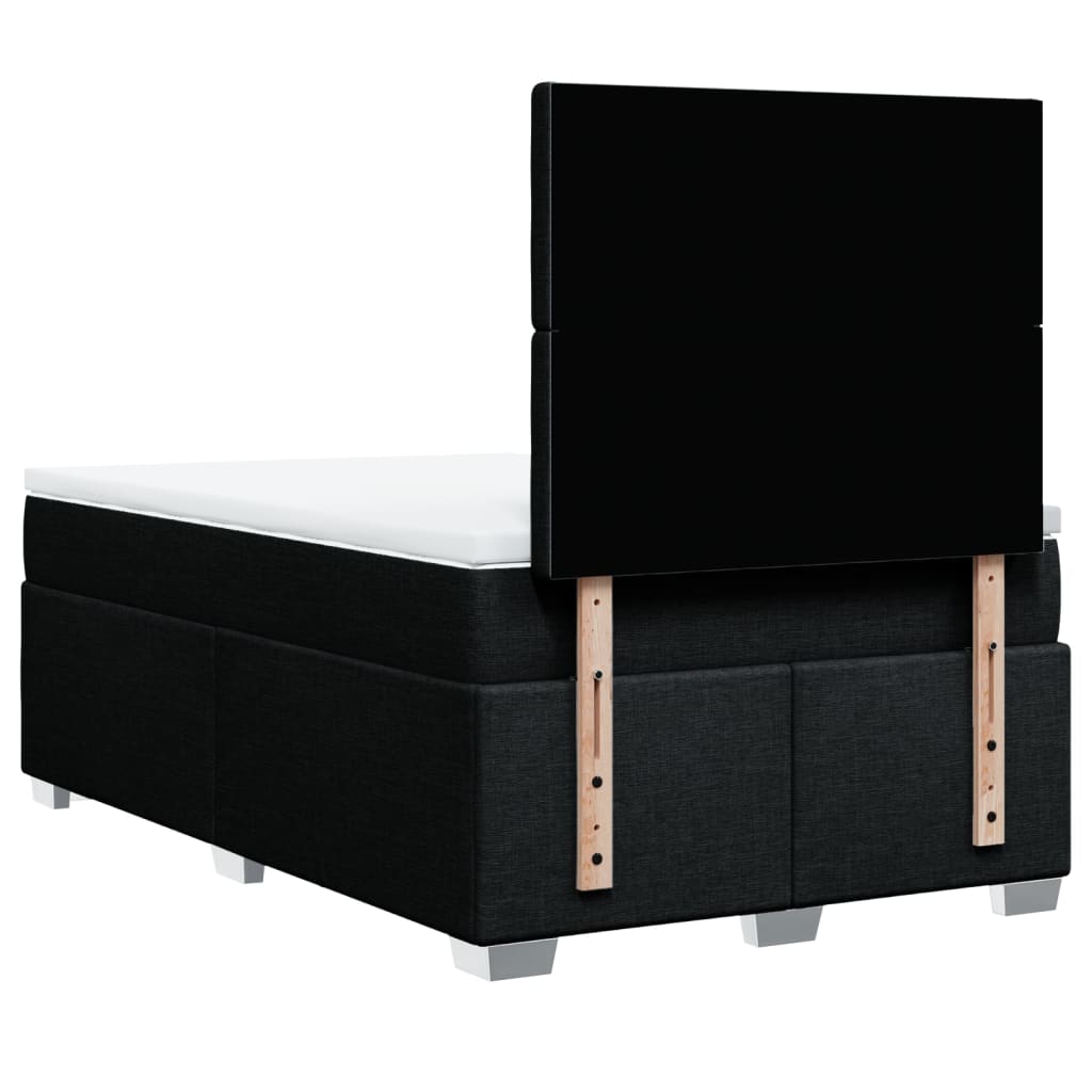 Κρεβάτι Boxspring με Στρώμα Μαύρο 120x190 εκ. Υφασμάτινο - Pakobazaar